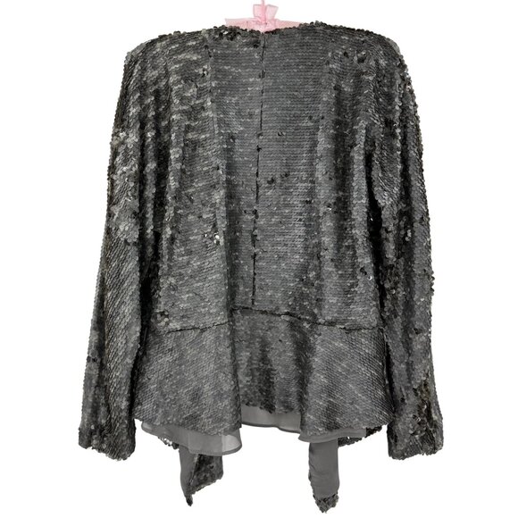 NWT Free People Draped Silver Gray Sequin Jacket | Mob Wife Glam Boho Streetwear - Picture 7 of 16